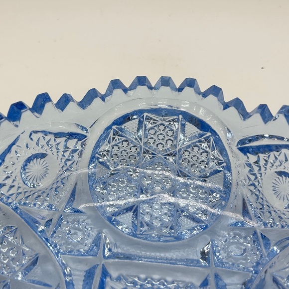 Vintage Ice Blue Pressed Glass Bowl Sawtooth Edge 6" Dia 2" Deep Unknown Maker - Picture 6 of 7